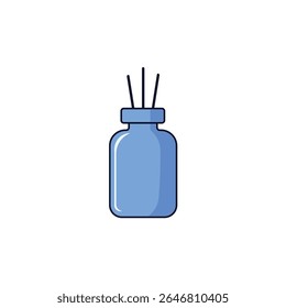 Simple vector icon of a diffuser bottle with reeds. Ideal for aromatherapy, relaxation, and wellness designs.