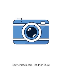 Simple vector icon of a digital camera, symbolizing photography, media, and creative content.