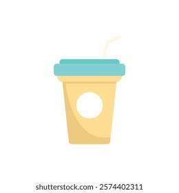 Simple vector icon of a disposable coffee cup with a lid and straw, perfect for representing coffee shops or takeaway drinks