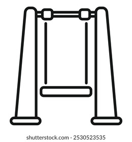 Simple vector icon of an empty swing set hanging from a metal frame