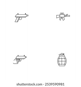 Simple vector icon of firearm silhouette,designed to use in web, mobile,graphic design.The icon depicts a clean,minimal handgun illustration,ideal for use in safety materials,law enforcement graphics.