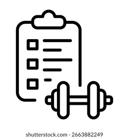 Simple vector icon of a fitness plan, perfect for gym, exercise programs, and wellness concepts.