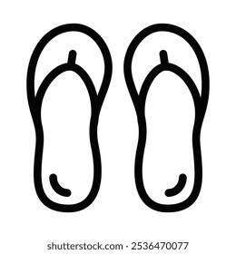 Ícone vetor simples de flip-flops, ideal para praia, verão e calçados casuais projetos ou temas. Traçado editável.