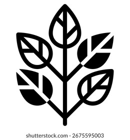 Simple vector icon of fresh herbs with leaves.