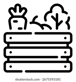 Icono de Vector simple de una canasta de productos frescos.