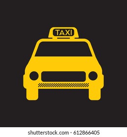A simple vector icon of a generic yellow taxi cab on a black background.