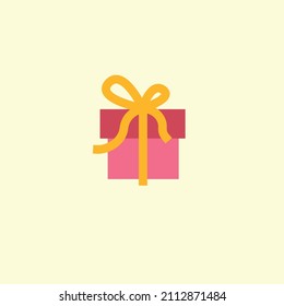 Simple vector icon of gift box with ribbon in shape style