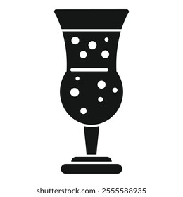 Simple vector icon of a glass with a bubbling drink in it