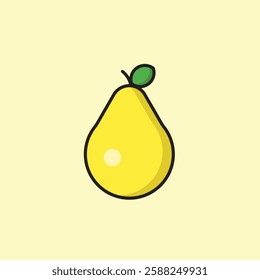 A simple vector icon of a green pear with a small brown stem and leaf.