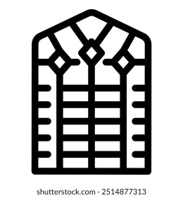 Icono de Vector simple de un invernadero con paneles de vidrio en el techo y los lados, ideal para conceptos de agricultura y jardinería