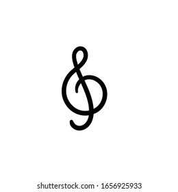 Simple vector icon. Hand drawn g clef. 