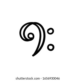 Simple vector icon. Hand drawn f clef. 