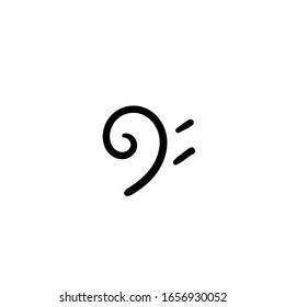 Simple vector icon. Hand drawn f clef. 