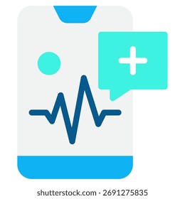 Icono de Vector simple de un App de la salud con un corazón y una cruz médica.