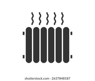 Simple vector icon of a heating radiator with rising heat waves. Represents warmth, comfort, and efficiency. Usable for climate control, house design, and energy concepts.