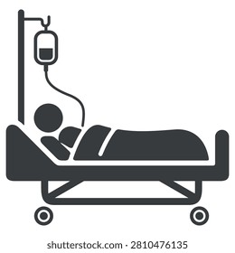 simple vector icon of a hospital bed, symbol representing healthcare, medical treatment, patient care and hospitalization