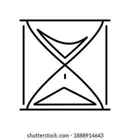 Simple vector icon with an hourglass image. Vintage style vintage watch black line on white background