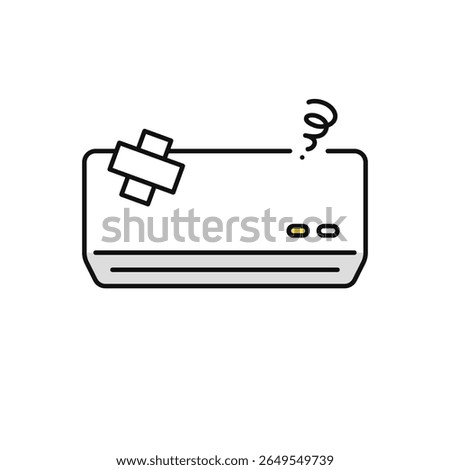 Simple vector icon illustration of a broken air conditioner