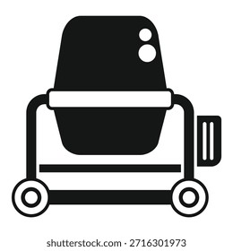 Ilustración simple del icono del Vector de un mezclador del cemento en blanco y negro, conveniente para los diversos temas de la construcción