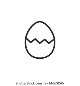 Ilustración simple del icono del Vector de un huevo agrietado