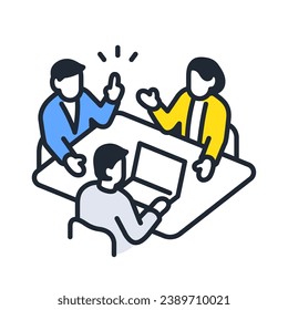 Simple vector icon illustration material of business people having a meeting