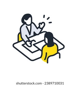 Simple vector icon illustration material of a woman consulting