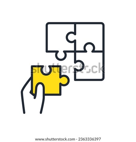 Simple vector icon illustration material of hand holding puzzle piece