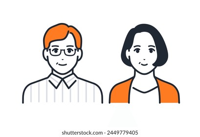 Simple vector icon illustration of middle couple