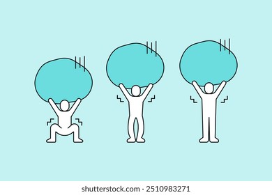 Una simple ilustración de ícono de Vector de personas abrumadas por la responsabilidad y la carga.