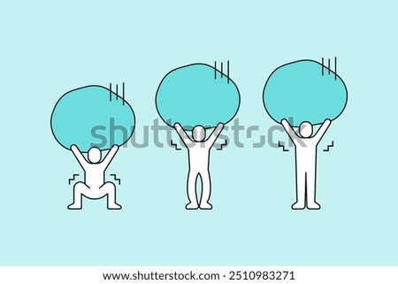 A simple vector icon illustration of people overwhelmed by responsibility and burden.
