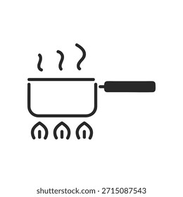 Vetor simples ícone ilustração de uma panela no fogão