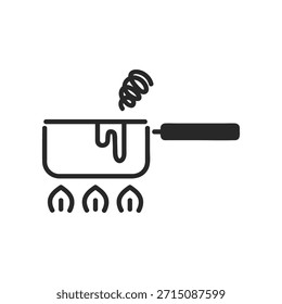 Ilustración simple del icono del Vector de una cacerola que hierve encima