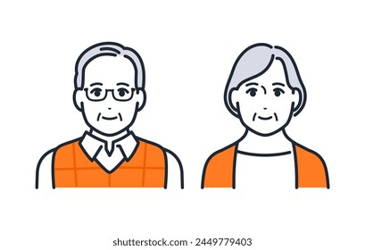 Simple vector icon illustration of a senior couple