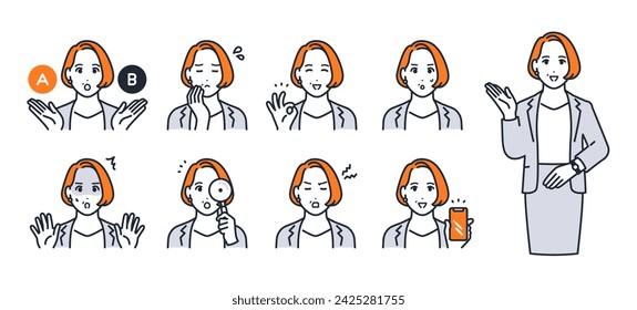 Simple vector icon illustration set material of female manager