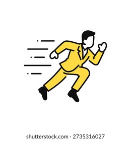 Simple vector icon illustration of a speedy businessman