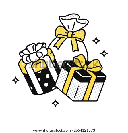Simple vector icon illustration of three gift boxes