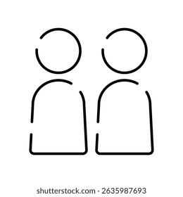 Simple vector icon illustration of two people standing side by side. Color is black.
