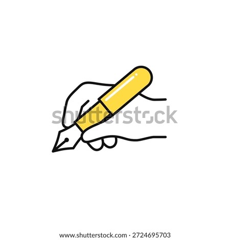 Simple vector icon illustration of writing with a fountain pen
