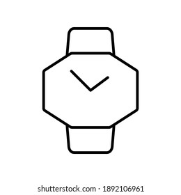Simple vector icon with the image of a wristwatch. Analog clock with a line on a white background