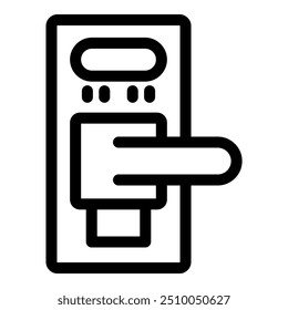 Ícone vetorial simples de um sistema de intercomunicação com uma mão pressionando o botão