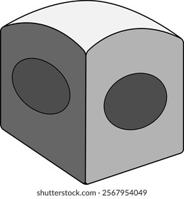 Simple vector icon of a isoprismatic epithelial cell with perspective view. Ideal for biology textbooks, medical research, and educational materials, showcasing clear and simple design.