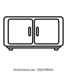 Simple vector icon of a kitchen cabinet with two doors, perfect for interior design projects