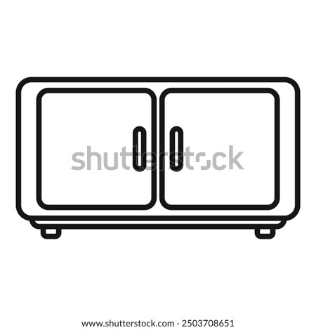 Simple vector icon of a kitchen cabinet with two doors, perfect for interior design projects