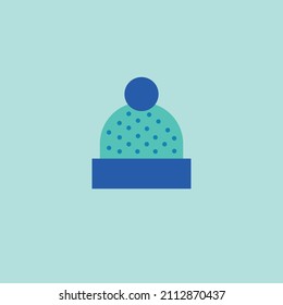 Simple vector icon of knitted hat with polka dot pattern in shape style
