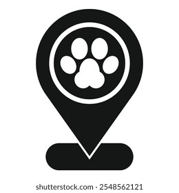 Simple vector icon of a location pin marking a pet related point of interest