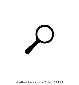 Simple vector icon of a magnifying glass for search and zoom functions.