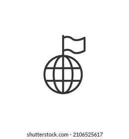 simple vector icon Map with flag editable. isolated on white background.