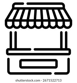 Simples ícone de vetor de uma banca de mercado com frutas e legumes pendurados.