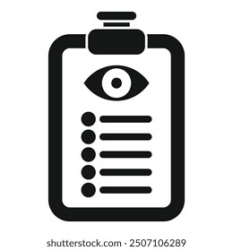 Icono de Vector simple de una lista de chequeo médico, potencialmente para un examen ocular