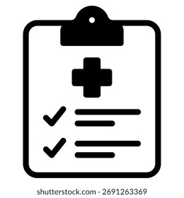 Simple vector icon of a medical cross with a heart shape inside.